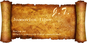 Joanovics Tibor névjegykártya